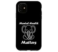 Carcasa para iPhone 11 Animal Brain Illness Quote Elephant Mental Health Matters