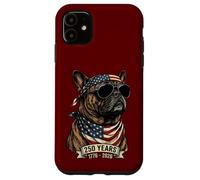 Carcasa para iPhone 11 Aniversario de los 250 años de la Bandera Estadounidense del Bulldog francés, 1776-2026