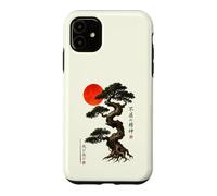 Carcasa para iPhone 11 Antiguo Bonsái Árbol Rojo Sol WABI Sabi Zen Arte Japonés