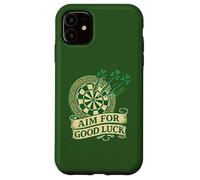 Carcasa para iPhone 11 Apunta a la Buena Suerte, trébol irlandés, Dardos, Día de San Patricio
