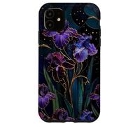 Carcasa para iPhone 11 Art Nouveau Iris Gótico Floral Celeste Oscuro Botánico Arte
