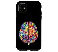 Carcasa para iPhone 11 Arte Abstracto de anatomía Cerebral Floral