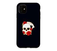 Carcasa para iPhone 11 Arte de Cartas de Juego de póquer de Rosas de Calavera de Cuatro ases