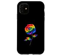 Carcasa para iPhone 11 Arte Floral botánico Pride Rose Rainbow
