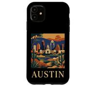 Carcasa para iPhone 11 Austin Texas Skyline Retro Vintage Paisaje Urbano Arte
