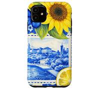 Carcasa para iPhone 11 Azul Coastal Collage Girasol Verano Floral Patrón