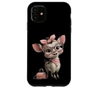 Carcasa para iPhone 11 Baby Deer Kawaii Fawn Rosa Leopardo Gafas Retrato Animal