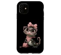 Carcasa para iPhone 11 Baby Gecko Kawaii - Gafas de Leopardo Rosa con Personaje de Reptil