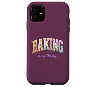 Carcasa para iPhone 11 Baking is My Therapy, Divertido diseño Floral con Palabras para Amantes de la repostería