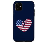 Carcasa para iPhone 11 Bandera de Estados Unidos de América Corazón Roto - Heartbreak en Forma de corazón