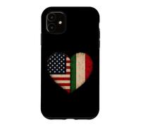 Carcasa para iPhone 11 Bandera Italiana Americana corazón Vintage Estados Unidos Italia Heritage Pride