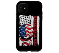 Carcasa para iPhone 11 Basketball Dad American Flag Skull Patriotic 4th of July