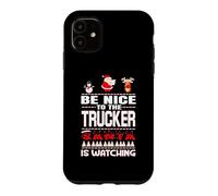 Carcasa para iPhone 11 Be Nice To The Trucker Santa Is Watching Funny Christmas
