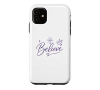 Carcasa para iPhone 11 Believe Christian Faith Cross Dove Purple Inspiring Believe