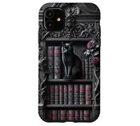 Carcasa para iPhone 11 Biblioteca gótica de Gato Negro Dark Academia estantería Vintage