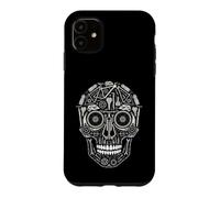Carcasa para iPhone 11 Bicicleta Mecánico Cráneo Ciclismo Vector Línea Arte