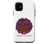 Carcasa para iPhone 11 Black Women Queen Stronger Than Breast Cancer Pink Ribbon