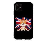 Carcasa para iPhone 11 Bonito Recuerdo de Viaje de la Bandera del Reino Unido de Corgi Real