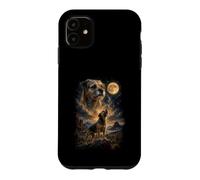 Carcasa para iPhone 11 Border Terrier Aullando a la Luna - Amante del Border Terrier
