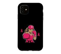 Carcasa para iPhone 11 Boxing Black African American Fight Breast Cancer Ribbon