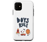 Carcasa para iPhone 11 Boys Rule Bold Rocket Sock Shoe Globo Colores