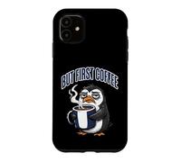 Carcasa para iPhone 11 But First Coffee Sleepy Penguin Caffeine Lover