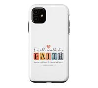 Carcasa para iPhone 11 Caminaré por Faith Christian Bible Verse Design