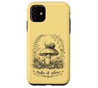 Carcasa para iPhone 11 Camiseta Take It Slow Snail, Cottagecore Mushroom