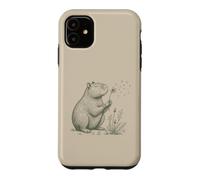 Carcasa para iPhone 11 Capybara Lovers Soplando Diente de León Naturaleza Cottagecore Gráfico