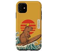 Carcasa para iPhone 11 Capybara Surfing Japonés Gran Ola Kanagawa Ukiyo-e