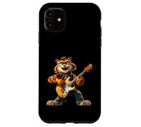Carcasa para iPhone 11 Cartoon Tiger Rock Guitarrista Tocando Guitarra Eléc