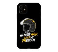 Carcasa para iPhone 11 Casco de Motociclista Hair Not My Problem Calvo Motocicleta Rider