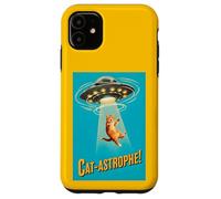 Carcasa para iPhone 11 Cat-astrophe! - Póster de la película Vintage Retro de platillo Volador OVNI