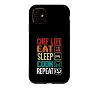 Carcasa para iPhone 11 Chef Life Eat Cook Repeat Funny Cooking Chefs Lover