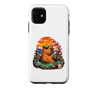 Carcasa para iPhone 11 Chill Capybara Hot Spring Sunset Retro Funny Summer