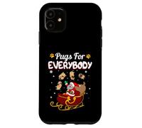 Carcasa para iPhone 11 Christmas Pugs For Everybody Santa's Sleigh Pug Dog Lover