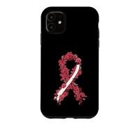 Carcasa para iPhone 11 Cinta Blanca y Burdeos para concienciación sobre el cáncer de Cabeza y Cuello