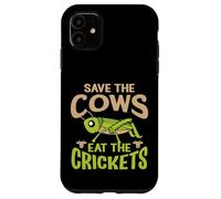 Carcasa para iPhone 11 Cita Divertida Vegana - Eat The Crickets - Save The Cows