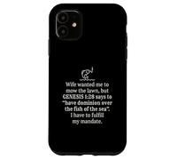 Carcasa para iPhone 11 Cita irónica Divertida de Génesis 1 28 Fishing Faith
