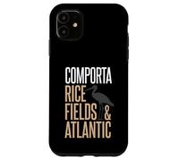 Carcasa para iPhone 11 Comporta Portugal Campo de arroz y Silueta de cigüeña atlántica