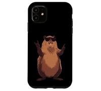 Carcasa para iPhone 11 Cool Beaver Rock On Funny Animal Gafas De Sol Diseño