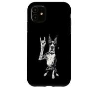 Carcasa para iPhone 11 Cool Doberman Rock Hand Sign Gafas de Sol Dog Graphic Pinscher
