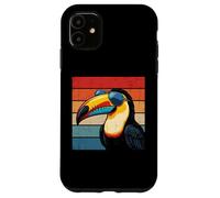 Carcasa para iPhone 11 Cool Tucán Retro Puesta de Sol Vintage Amante de pájaros Desgastados