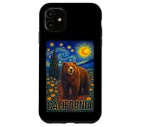 Carcasa para iPhone 11 Cool Wild California Bear in The Starry Night Painting Art