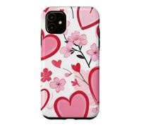 Carcasa para iPhone 11 Corazón Ditsy Patrón Romántico Sakura Flores Cerezo Flores