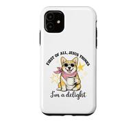 Carcasa para iPhone 11 Corgi En Primer Lugar, Jesús Piensa Que Soy una Delicia de Las Mujeres de la Iglesia