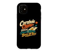 Carcasa para iPhone 11 Cornhole Champ Boss of Toss Yard Juego Humor