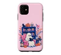 Carcasa para iPhone 11 Cozy Spooky Ghost Reading in Autumn Halloween Teacher Kids