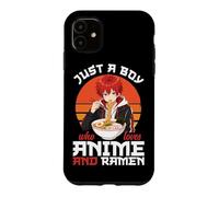 Carcasa para iPhone 11 Cuenco de Fideos japoneses Just A Boy Who Loves Anime y Ramen