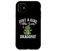 Carcasa para iPhone 11 Cute Cartoon Womens Just A Girl Who Loves Kawaii Dragon